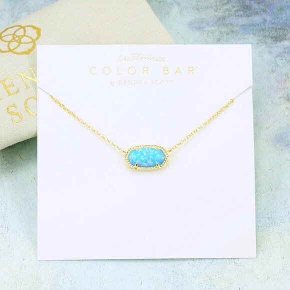 Kendra Scott Elisa Light Blue Kyocera Opal Necklace Gold Plated - Picture 1 of 6